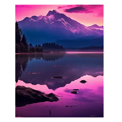 Фото на холсте фиолетовое озеро, размера 40x50