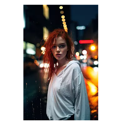 Фото на холсте девушка в ночном городе, размера 50x75