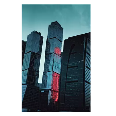 Фото на холсте москва сити в красной подсветке, размера 40x60