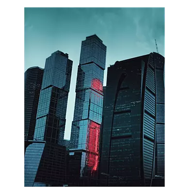 Фото на холсте москва сити в красной подсветке, размера 40x50