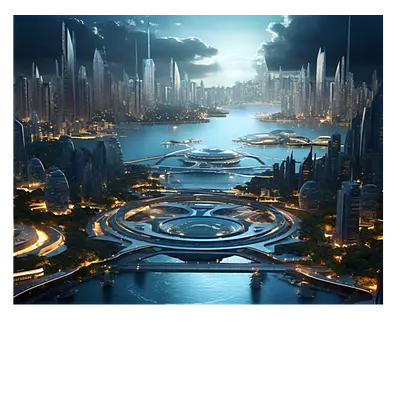 Фото на холсте космический город, размер 50 x 40 см, до 220 символов