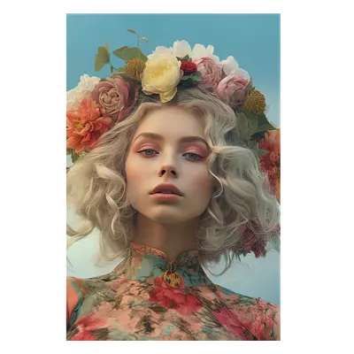 Фото на холсте девушка с венком, размера 80x120