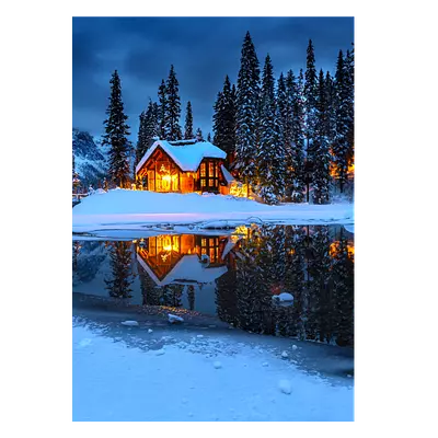 Фото на холсте зимний домик, размера 50x70
