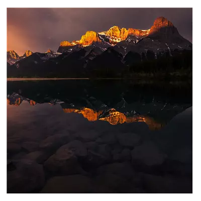 Фото на холсте горы в отражении, размера 100x100