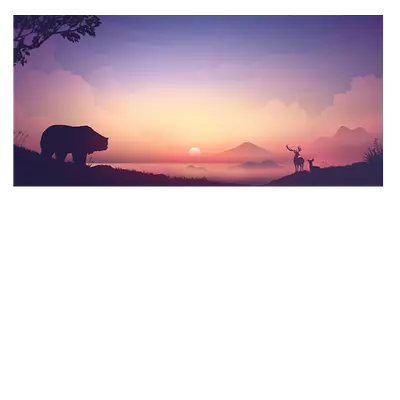 Фото на холсте рисунок медведя на закате, размера 60x30