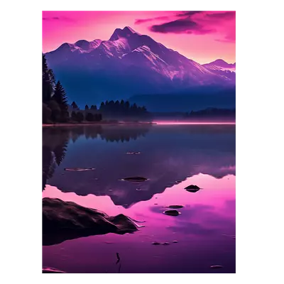 Фото на холсте фиолетовое озеро, размера 60x80