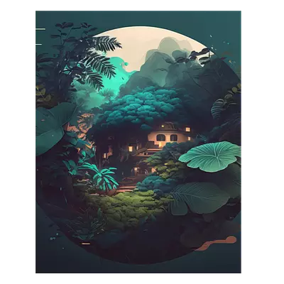 Фото на холсте круглый арт природы, размера 40x50