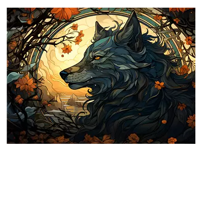 Фото на холсте. фантастический волк. 40 x 30 см.