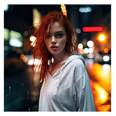 Фото на холсте девушка в ночном городе, размера 80x80