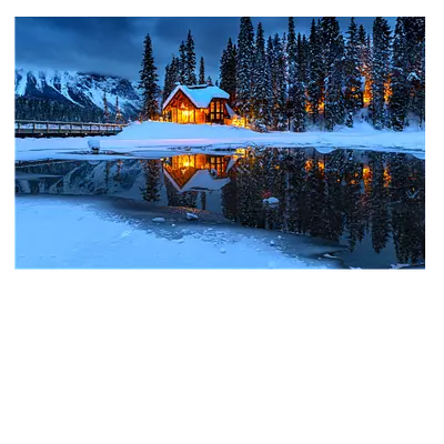 Фото на холсте зимний домик 30 x 20 см, до 220 слов