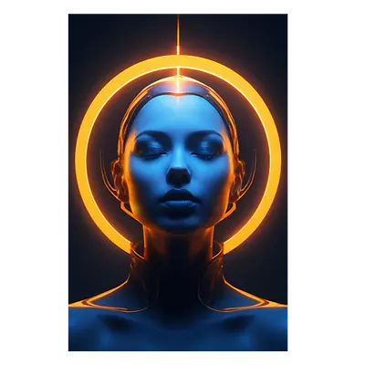 Фото на холсте девушка с нимбом, размера 60x90