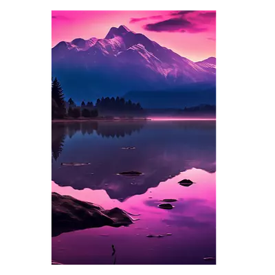 Фото на холсте фиолетовое озеро, размера 50x75
