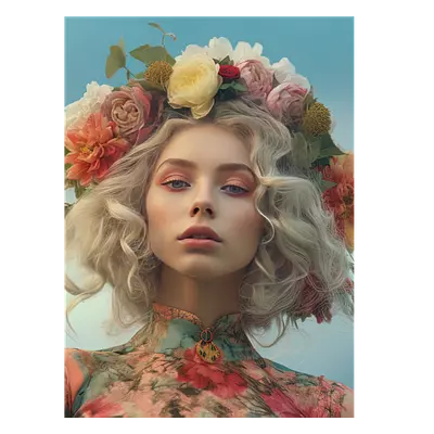 Фото на холсте девушка с венком, размера 30x40