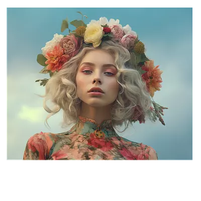 Фото на холсте девушка с венком, размера 60x50