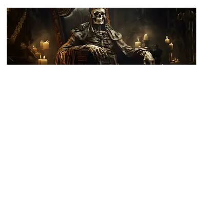 Фото на холсте скелет на троне, размера 90x30