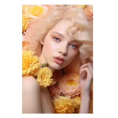 Фото на холсте девушка в цветах, размера 60x90