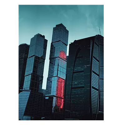Фото на холсте москва сити в красной подсветке, размера 60x80