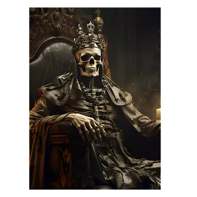 Фото на холсте скелет на троне, размера 30x40