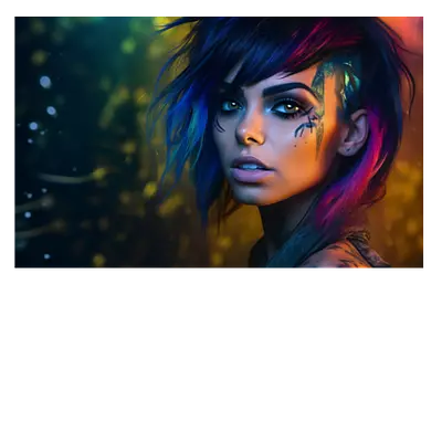 Фото на холсте девушка с цветными волосами. размер 30х20 см.