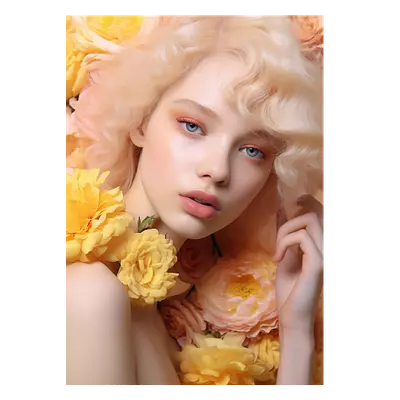 Фото на холсте девушка в цветах, размера 50x70