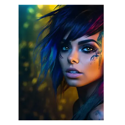 Фото на холсте девушка с цветными волосами, размера 60x80