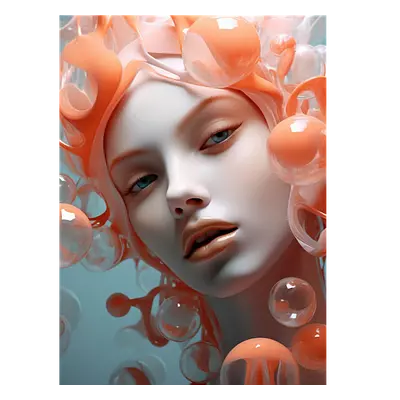 Фото на холсте девушка в пузырьках2, размера 30x40