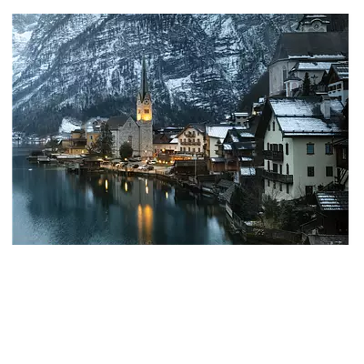 Фото на холсте зимняя деревня, размера 100x70