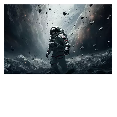 Фото на холсте космонавт в каменном дожде, размера 60x40