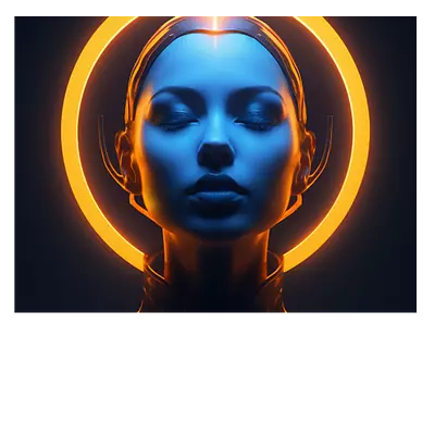 Фото на холсте девушка с нимбом, размера 80x60