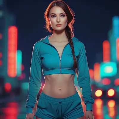 Cyberpunk diva in neon sky