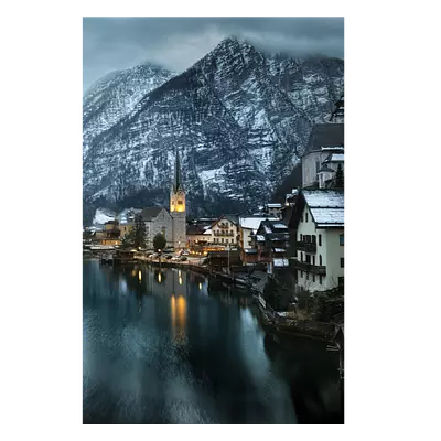 Фото на холсте зимняя деревня, размера 40x60