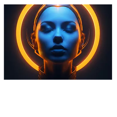 Фото на холсте девушка с нимбом, размера 70x50