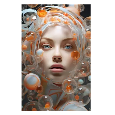 Фото на холсте девушка в пузырьках, размера 60x90