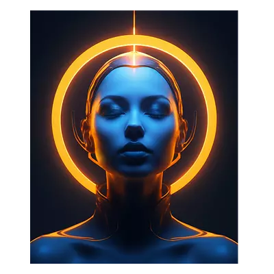 Фото на холсте девушка с нимбом, размера 50x60