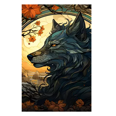 Фото на холсте фантастический волк, размера 60x90