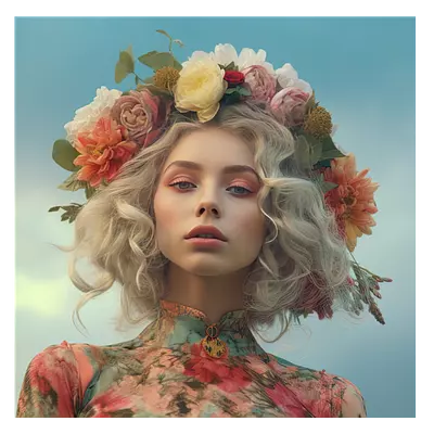 Фото на холсте девушка с венком, размера 60x60