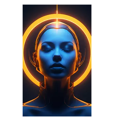 Фото на холсте девушка с нимбом, размера 20x30