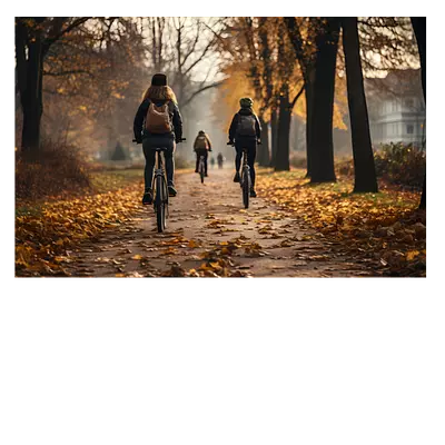 Фото на холсте велосипедисты в лесу. размер 45х30. изготовление до 2 дней.