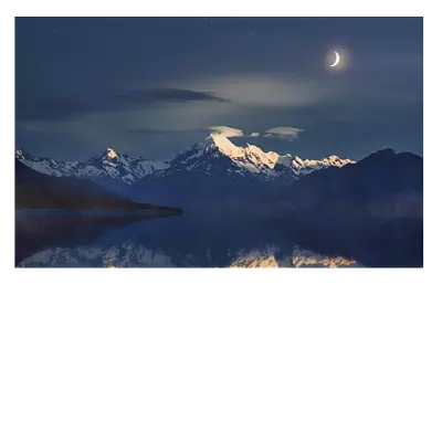 На холсте. горы. свет луны. 30х20 см.