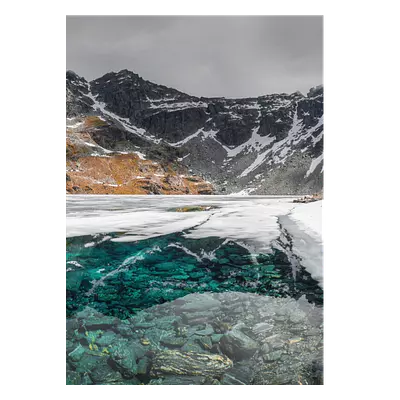 Фото на холсте замерзшее горное озеро, размера 50x70