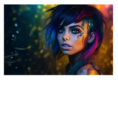 Фото на холсте девушка с цветными волосами, размера 75x50