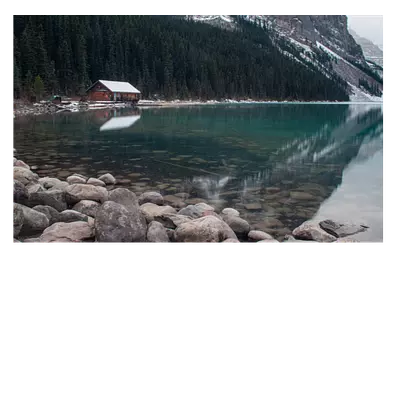 Фото на холсте "домик у озера", 30 x 20 см, длина до 2.2 м"