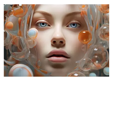 Фото на холсте девушка в пузырьках, размера 100x70