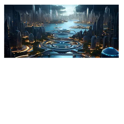 Фото на холсте космический город, размера 60x30