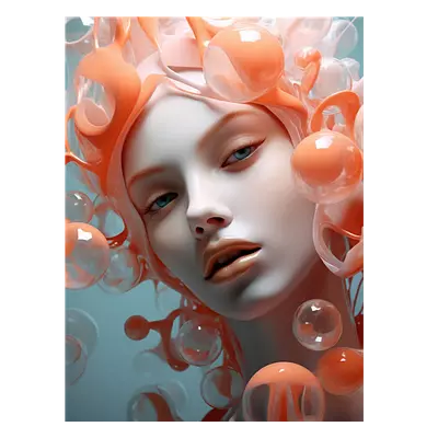 Фото на холсте девушка в пузырьках2, размера 60x80