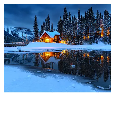 Фото на холсте зимний домик, размера 60x50