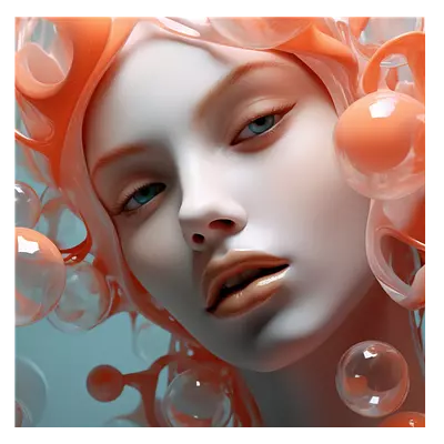 Фото на холсте девушка в пузырьках2, размера 30x30