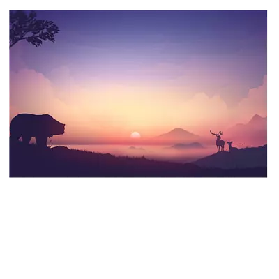 Фото на холсте рисунок медведя на закате, размера 75x50