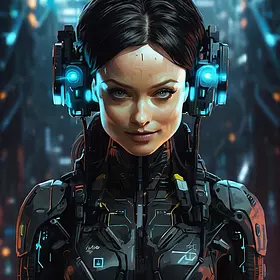 «Киберпанк-женщина в VR»