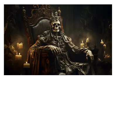 Фото на холсте скелет на троне, размера 120x80